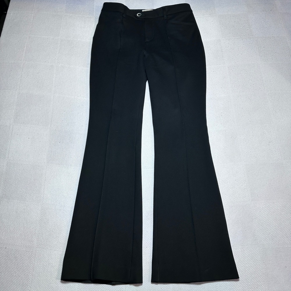 Anthropologie The Essential Trouser Womens 2 Flare Leg Ponte Knit Black‎ Pintuck